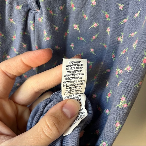 Victoria’s Secret PINK Long Sleeve Floral Button-Up Romper Pajamas XS Blue - Picture 5 of 10